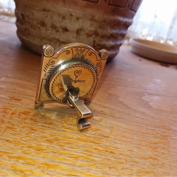 Brighton Vintage Silver-Tone Decorative Mini
Desk Clock with Ornate Frame Design - Picture 3 of 6